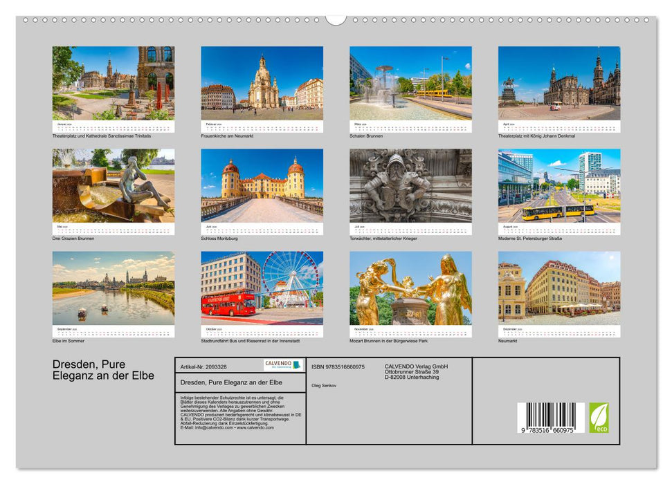 Dresden, Pure Eleganz an der Elbe (CALVENDO Premium Wandkalender 2026)