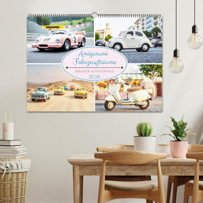 Amigurumi Fahrzeugträume - Häkelstyle in Pastelltönen (CALVENDO Wandkalender 2026)