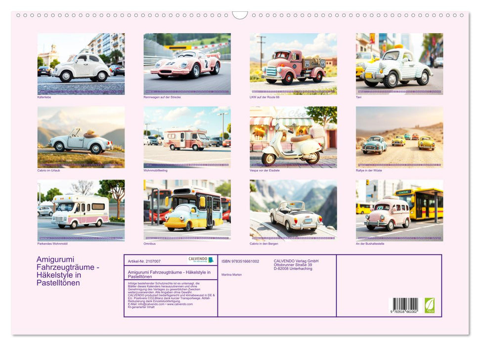 Amigurumi Fahrzeugträume - Häkelstyle in Pastelltönen (CALVENDO Wandkalender 2026)