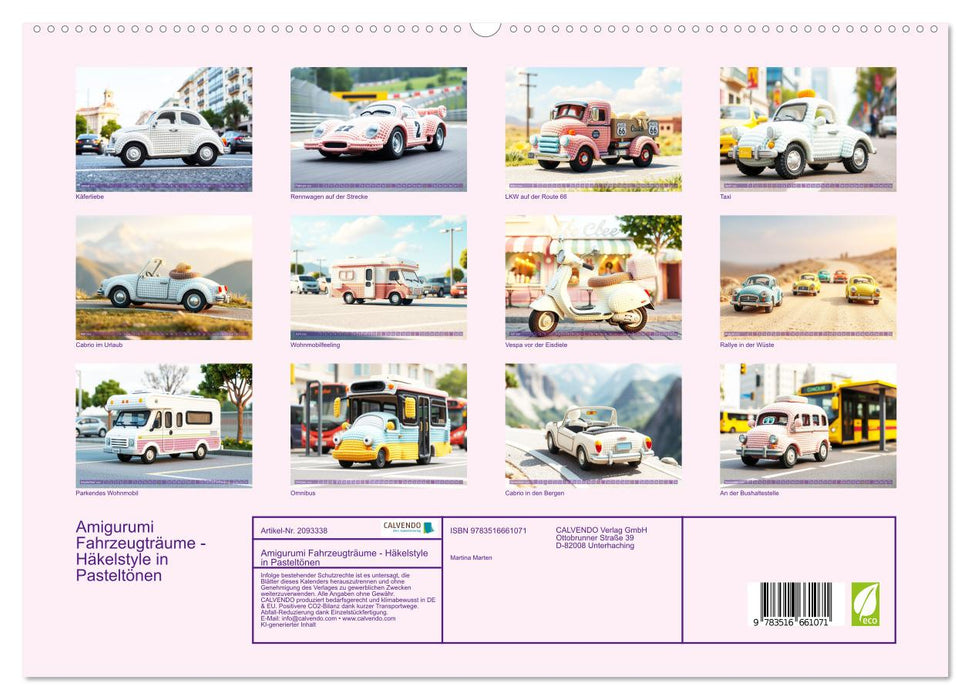 Amigurumi Fahrzeugträume - Häkelstyle in Pasteltönen (CALVENDO Premium Wandkalender 2026)