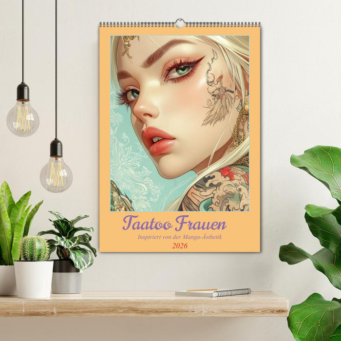 Taatoo Frauen - Inspiriert von der Manga-Ästhetik (CALVENDO Wandkalender 2026)