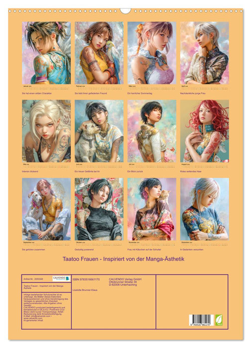 Taatoo Frauen - Inspiriert von der Manga-Ästhetik (CALVENDO Wandkalender 2026)