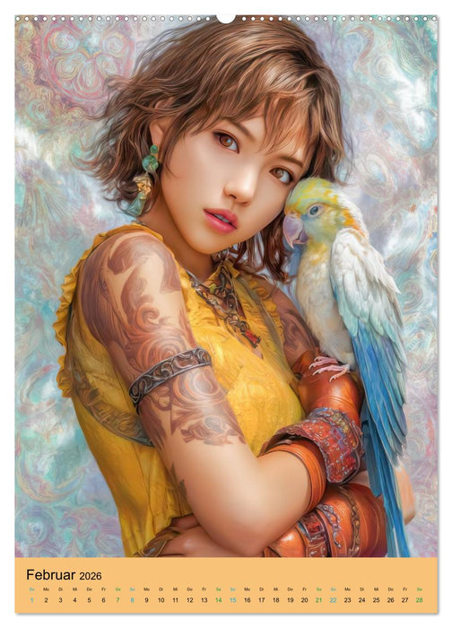 Taatoo Frauen - Inspiriert von der Manga-Ästhetik (CALVENDO Wandkalender 2026)