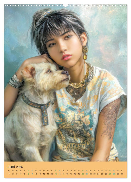 Taatoo Frauen - Inspiriert von der Manga-Ästhetik (CALVENDO Premium Wandkalender 2026)