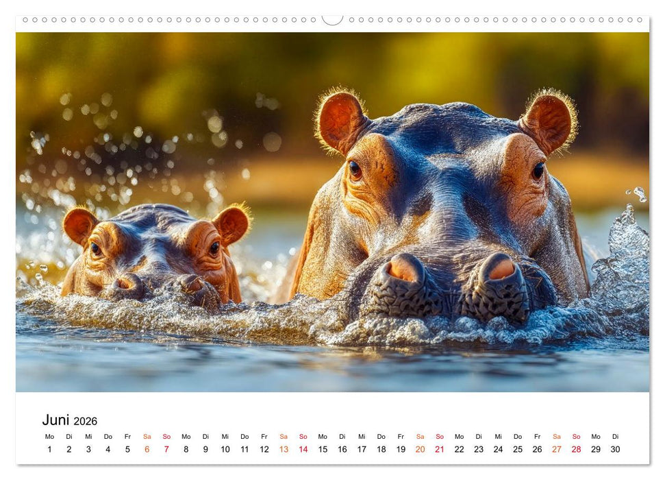 Flusspferde - die stillen Giganten (CALVENDO Wandkalender 2026)
