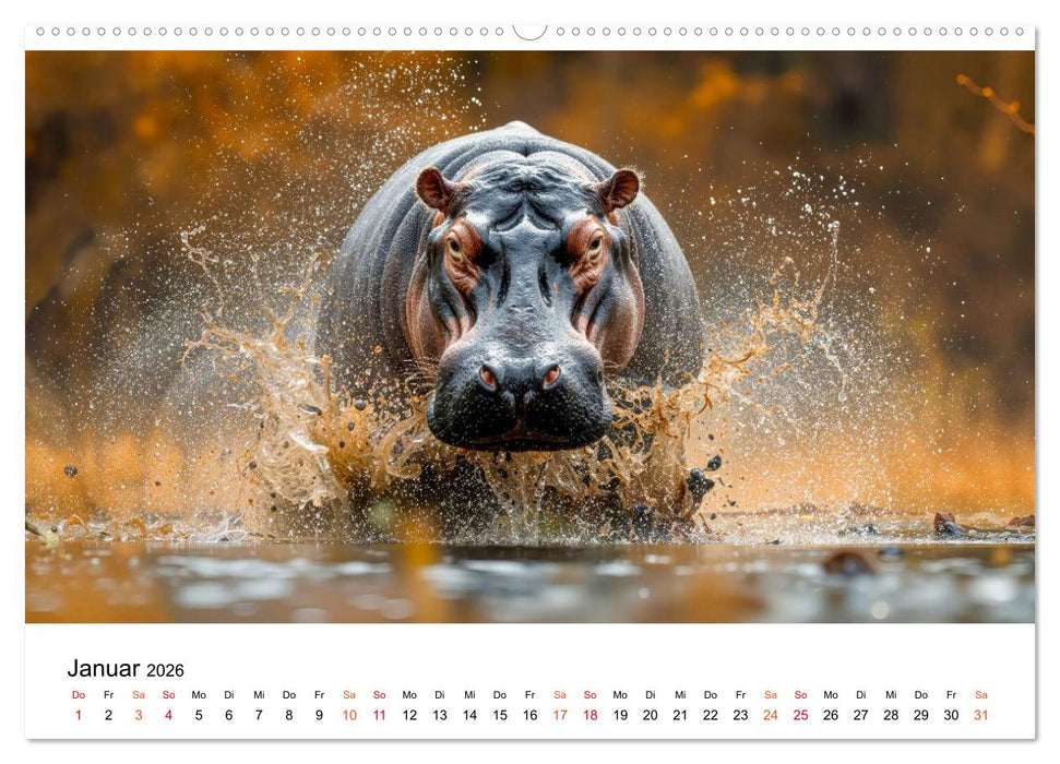Flusspferde - die stillen Giganten (CALVENDO Premium Wandkalender 2026)