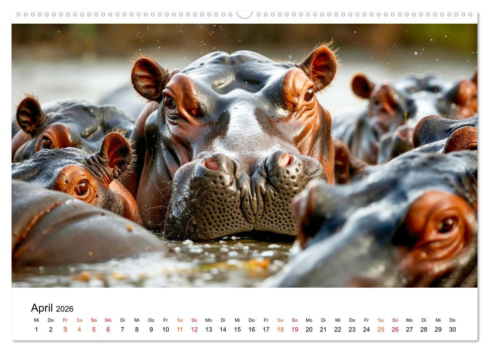 Flusspferde - die stillen Giganten (CALVENDO Premium Wandkalender 2026)