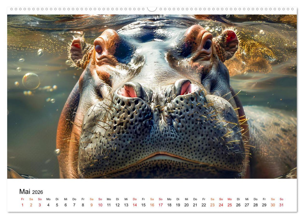 Flusspferde - die stillen Giganten (CALVENDO Premium Wandkalender 2026)