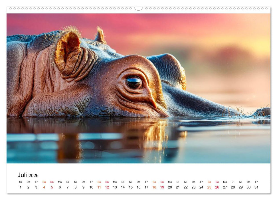 Flusspferde - die stillen Giganten (CALVENDO Premium Wandkalender 2026)
