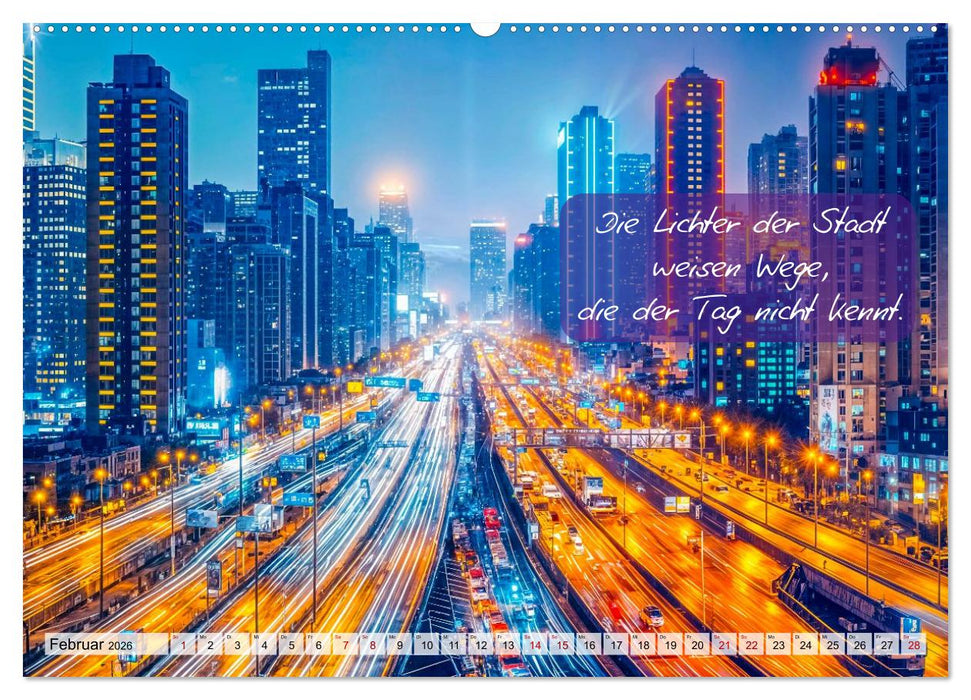 Wege zwischen Asphalt und Himmel - Achtsamkeitskalender mit Weisheiten (CALVENDO Premium Wandkalender 2026)