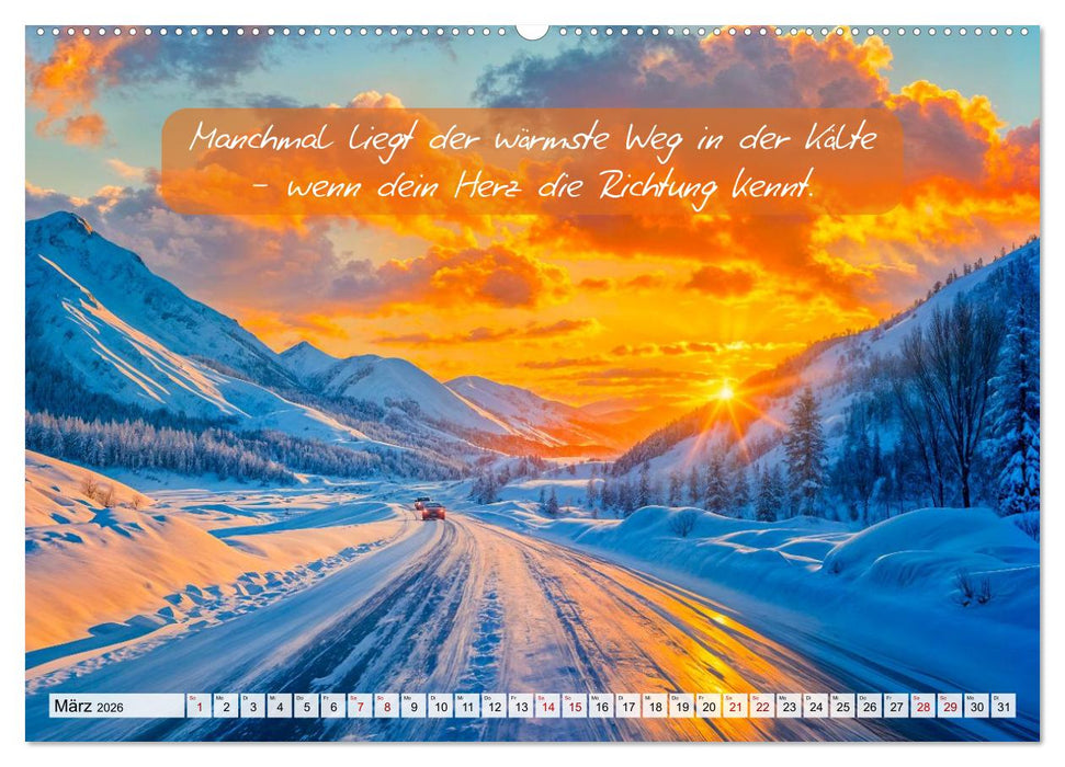 Wege zwischen Asphalt und Himmel - Achtsamkeitskalender mit Weisheiten (CALVENDO Premium Wandkalender 2026)
