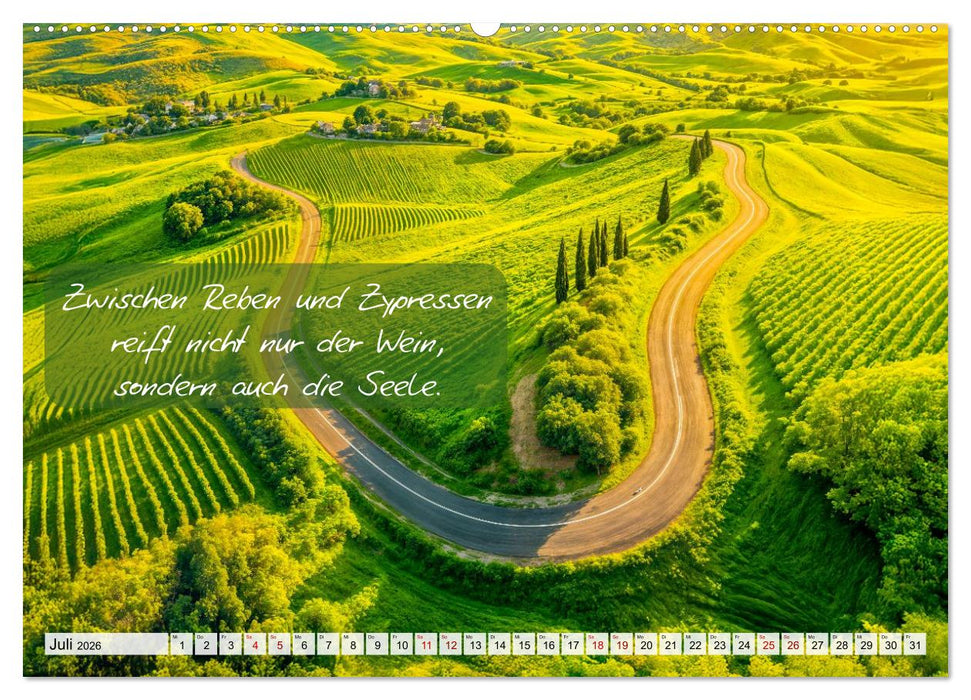 Wege zwischen Asphalt und Himmel - Achtsamkeitskalender mit Weisheiten (CALVENDO Premium Wandkalender 2026)