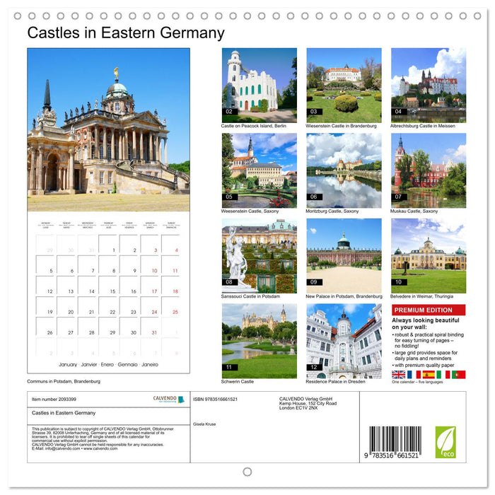 Castles in Eastern Germany (CALVENDO Monthly Calendar 2026)