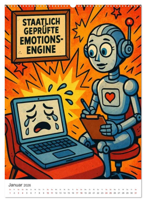 Robo-Champs: Witz trifft auf Chip (CALVENDO Wandkalender 2026)