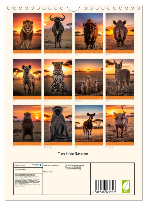Tiere in der Savanne (CALVENDO Wandkalender 2026)