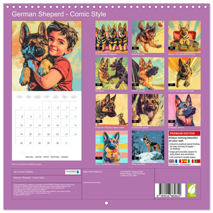German Sheperd - Comic Style (CALVENDO Monthly Calendar 2026)