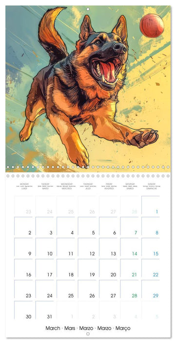 German Sheperd - Comic Style (CALVENDO Monthly Calendar 2026)