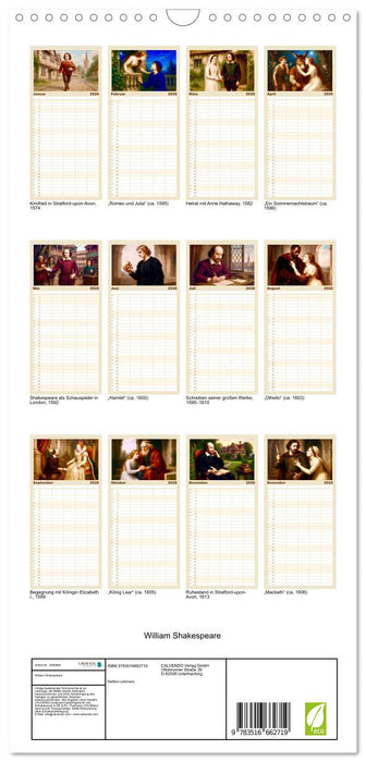 William Shakespeare (CALVENDO Familienplaner 2026)