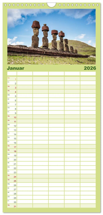 Die Osterinsel – Mythen, Moai und wilde Schönheit (CALVENDO Familienplaner 2026)