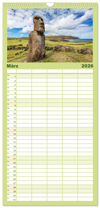 Die Osterinsel – Mythen, Moai und wilde Schönheit (CALVENDO Familienplaner 2026)