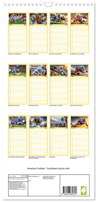 American Football - Touchdown durchs Jahr (CALVENDO Familienplaner 2026)