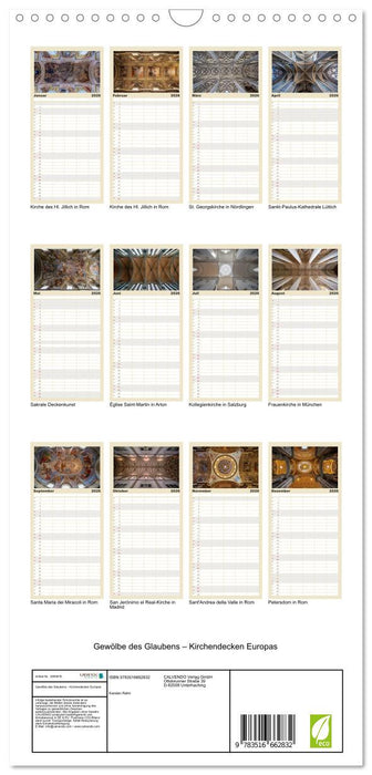 Gewölbe des Glaubens – Kirchendecken Europas (CALVENDO Familienplaner 2026)