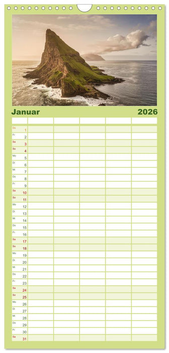 Färöer – Faszinierende Inseln im Norden Europas (CALVENDO Familienplaner 2026)