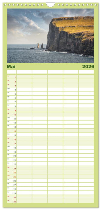 Färöer – Faszinierende Inseln im Norden Europas (CALVENDO Familienplaner 2026)