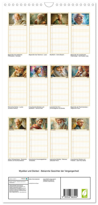 Mystiker und Denker - Bekannte Gesichter der Vergangenheit (CALVENDO Familienplaner 2026)