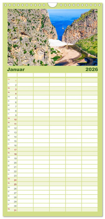 Mallorca - einzigartige Luftbildaufnahmen (CALVENDO Familienplaner 2026)