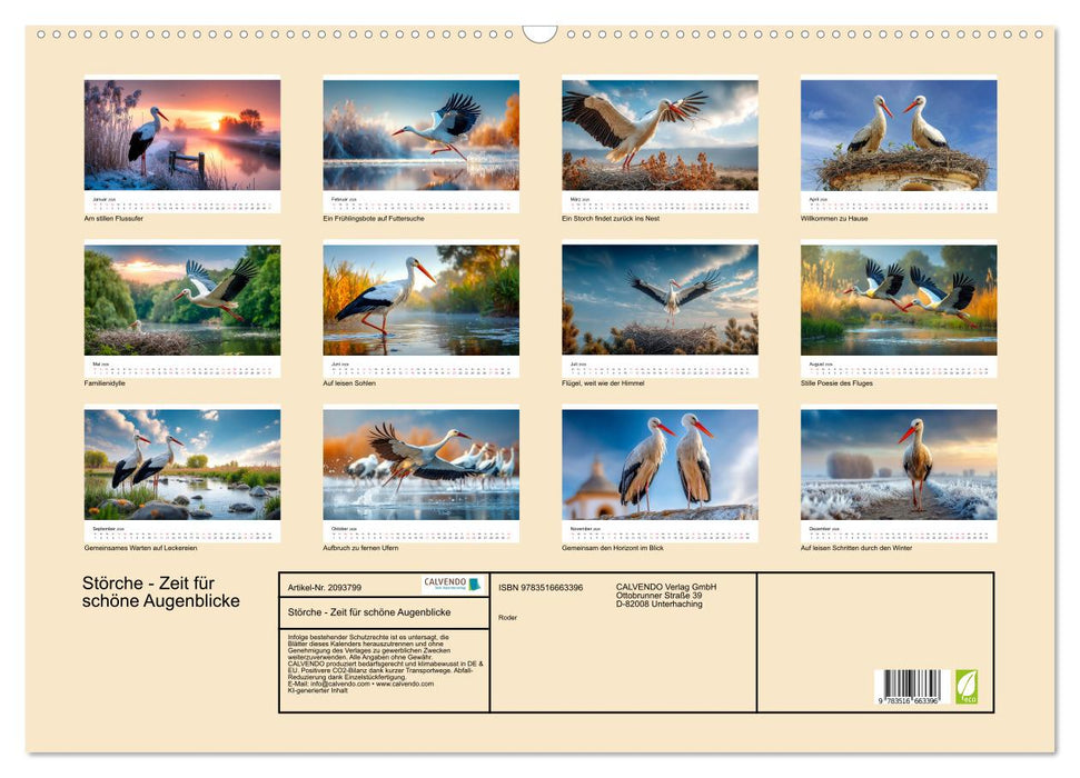 Störche - Zeit für schöne Augenblicke (CALVENDO Wandkalender 2026)