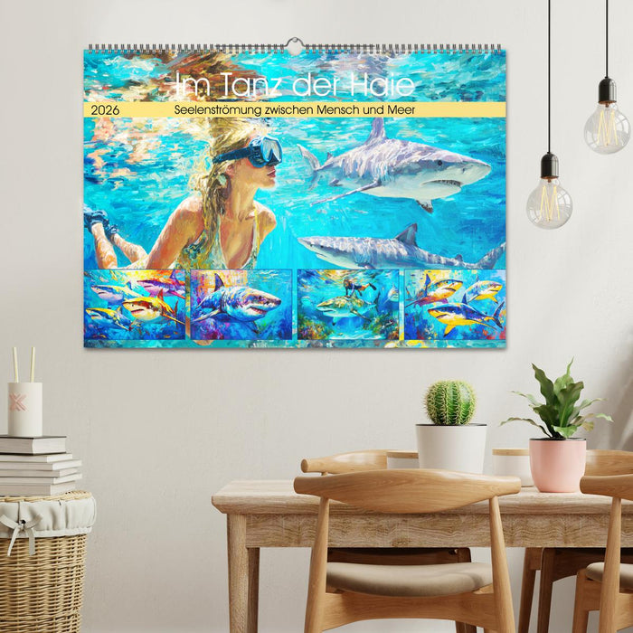 Im Tanz der Haie. Seelenströmung zwischen Mensch und Meer (CALVENDO Wandkalender 2026)