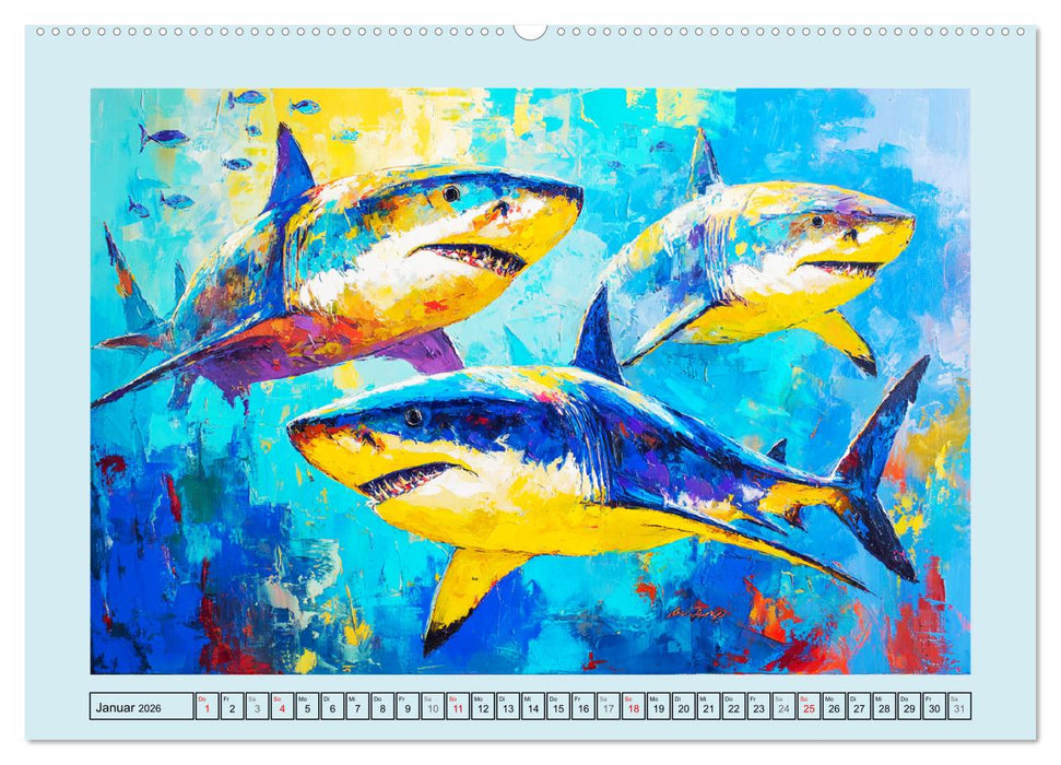 Im Tanz der Haie. Seelenströmung zwischen Mensch und Meer (CALVENDO Wandkalender 2026)