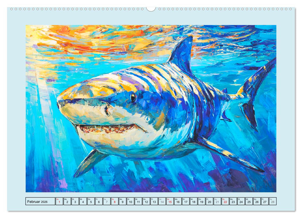 Im Tanz der Haie. Seelenströmung zwischen Mensch und Meer (CALVENDO Premium Wandkalender 2026)
