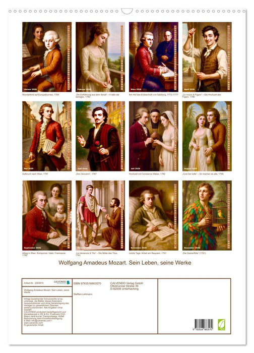 Wolfgang Amadeus Mozart. Sein Leben, seine Werke (CALVENDO Wandkalender 2026)