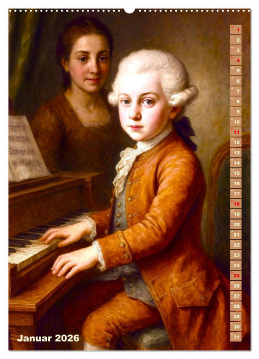 Wolfgang Amadeus Mozart. Sein Leben, seine Werke (CALVENDO Wandkalender 2026)