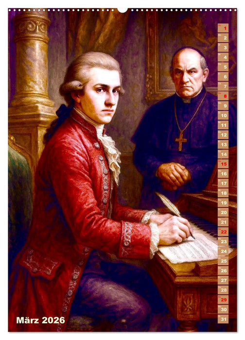 Wolfgang Amadeus Mozart. Sein Leben, seine Werke (CALVENDO Wandkalender 2026)
