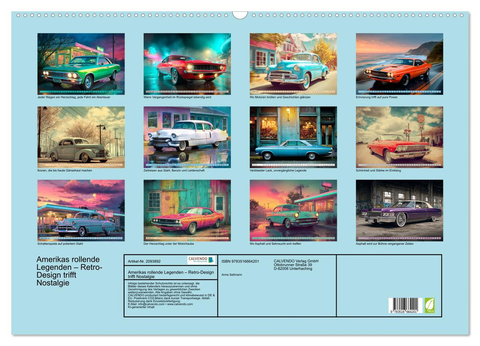 Amerikas rollende Legenden – Retro-Design trifft Nostalgie (CALVENDO Wandkalender 2026)
