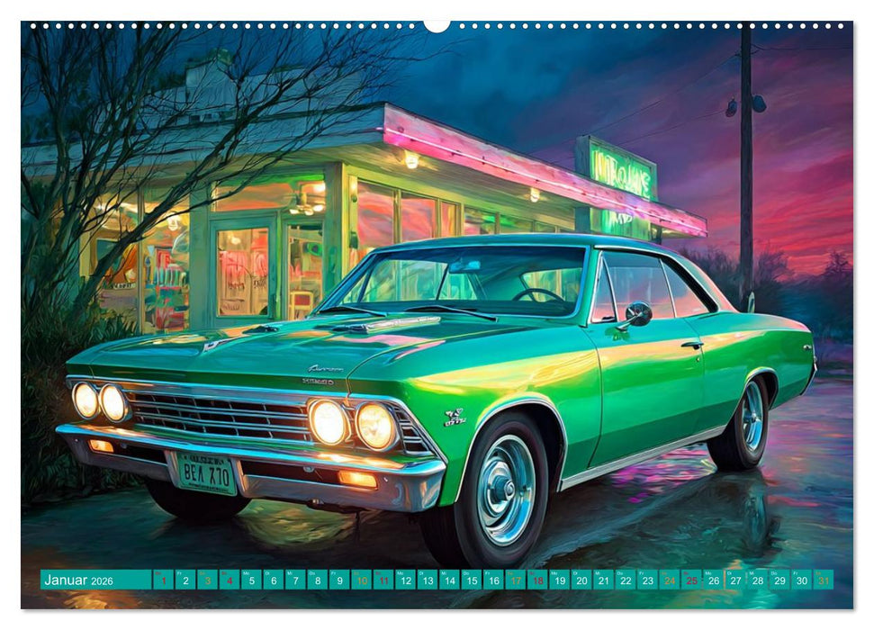 Amerikas rollende Legenden – Retro-Design trifft Nostalgie (CALVENDO Wandkalender 2026)