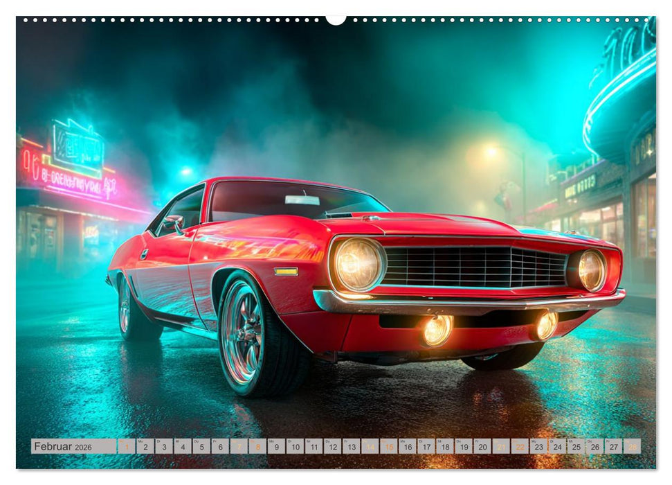 Amerikas rollende Legenden – Retro-Design trifft Nostalgie (CALVENDO Premium Wandkalender 2026)