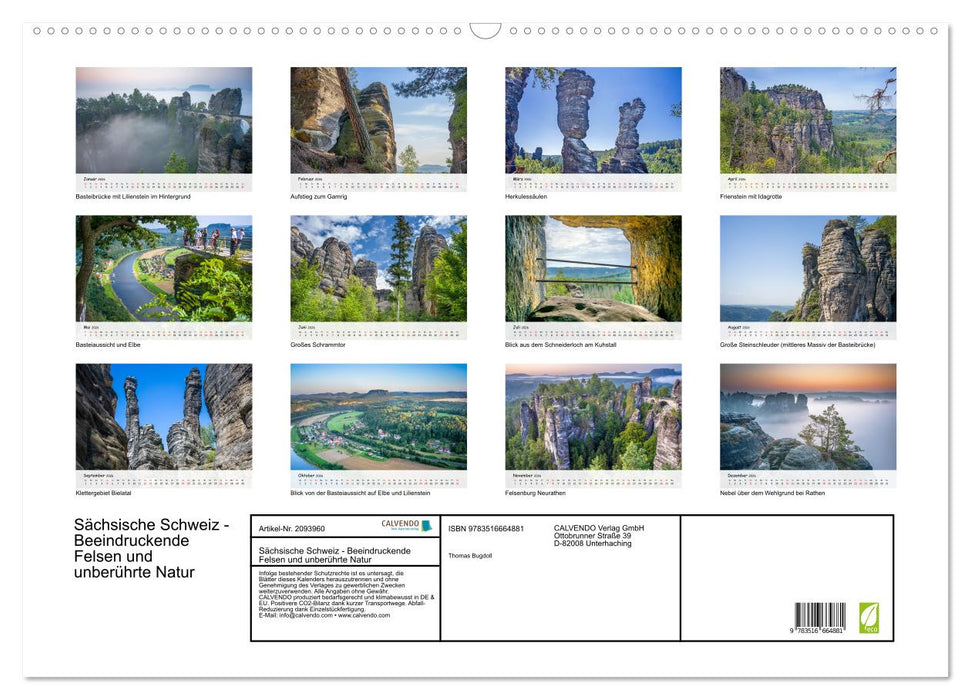 Sächsische Schweiz - Beeindruckende Felsen und unberührte Natur (CALVENDO Wandkalender 2026)