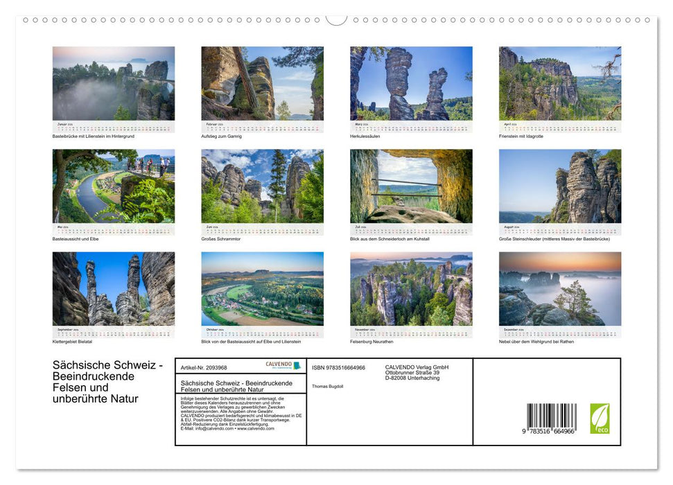 Sächsische Schweiz - Beeindruckende Felsen und unberührte Natur (CALVENDO Premium Wandkalender 2026)