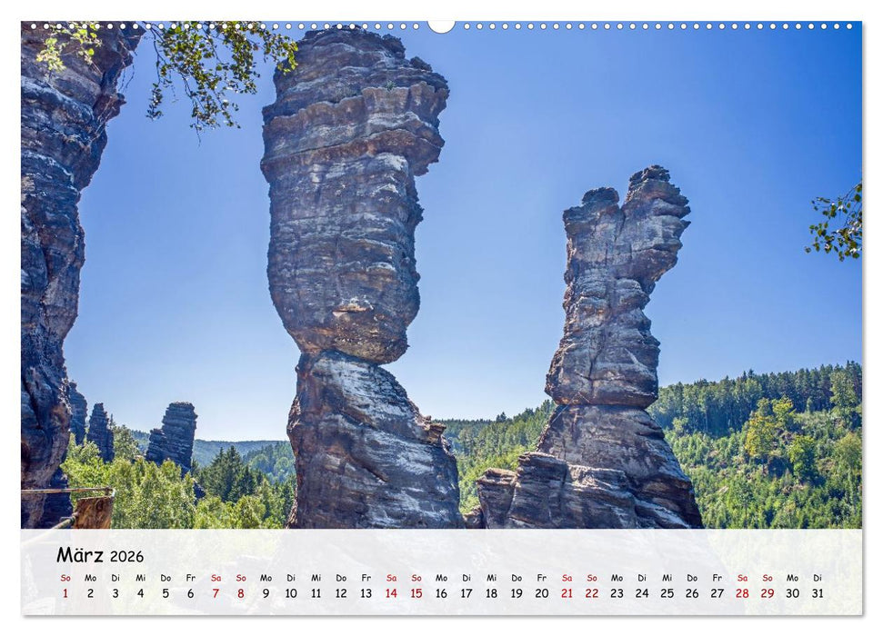 Sächsische Schweiz - Beeindruckende Felsen und unberührte Natur (CALVENDO Premium Wandkalender 2026)