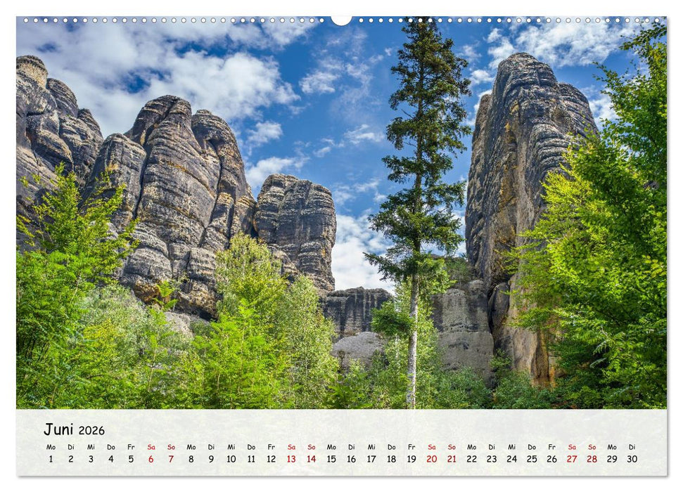 Sächsische Schweiz - Beeindruckende Felsen und unberührte Natur (CALVENDO Premium Wandkalender 2026)