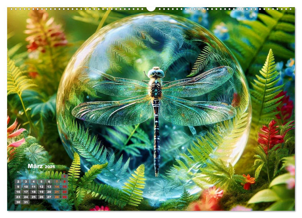 Libellen in einer Glaskugel (CALVENDO Premium Wandkalender 2026)