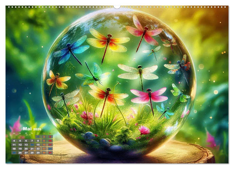 Libellen in einer Glaskugel (CALVENDO Premium Wandkalender 2026)
