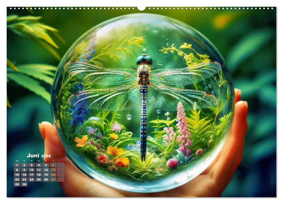 Libellen in einer Glaskugel (CALVENDO Premium Wandkalender 2026)