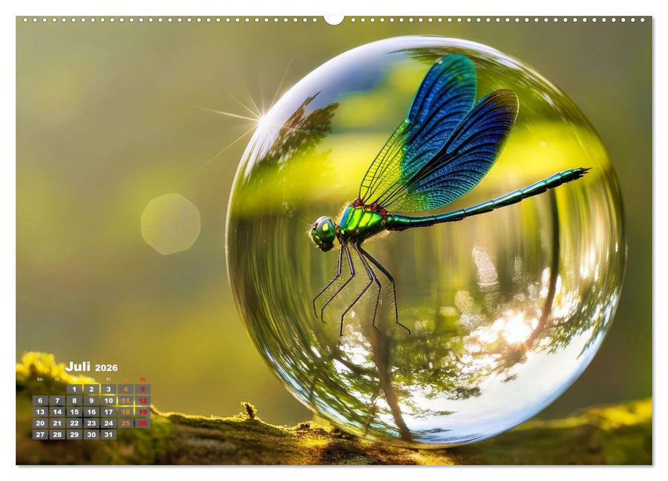 Libellen in einer Glaskugel (CALVENDO Premium Wandkalender 2026)