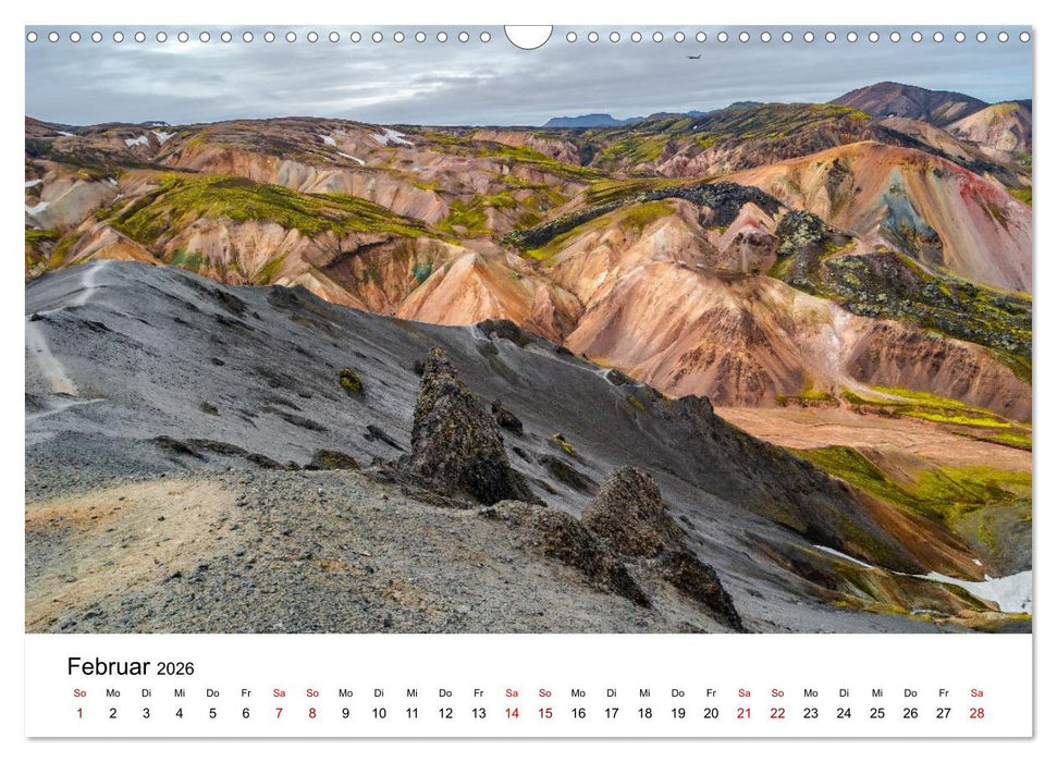 Island, Landmannalaugar: Regenbogenberge (CALVENDO Wandkalender 2026)