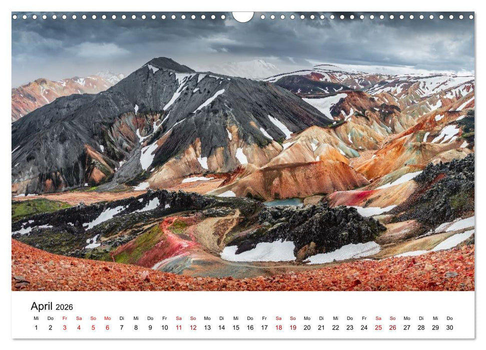 Island, Landmannalaugar: Regenbogenberge (CALVENDO Wandkalender 2026)